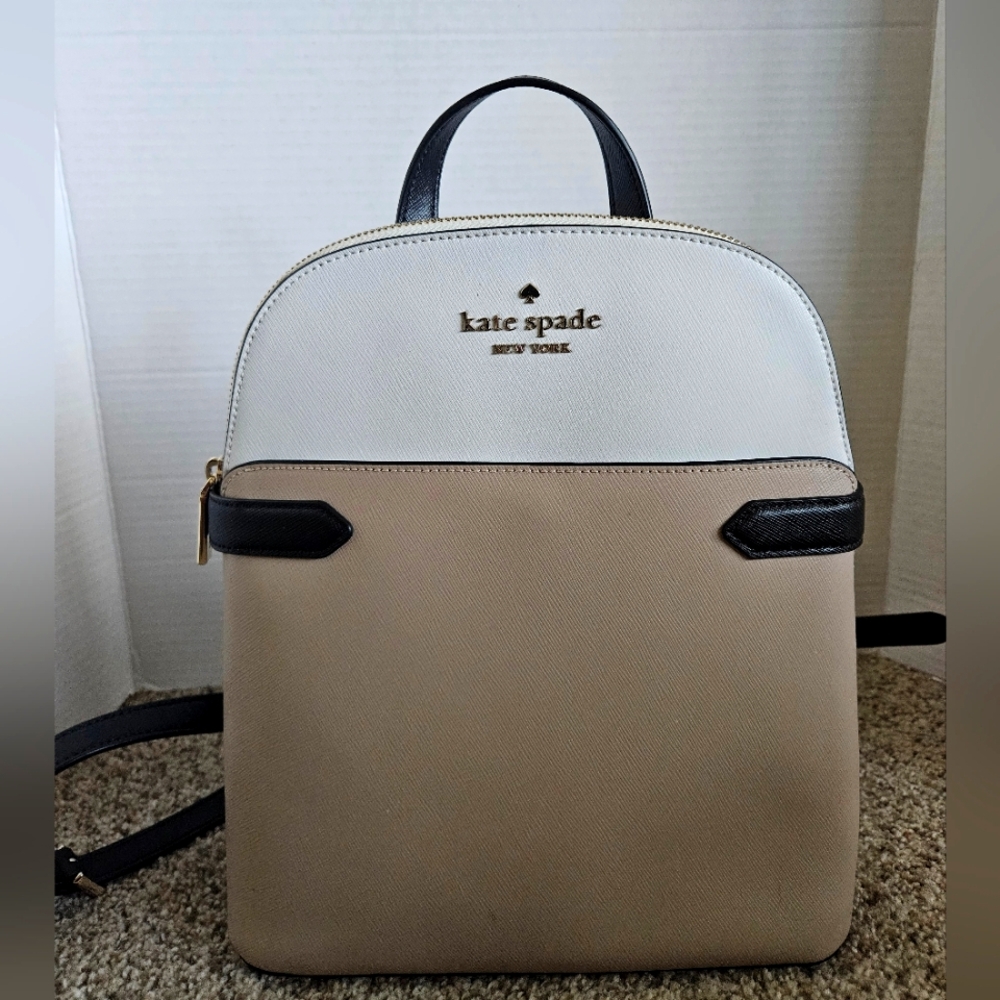 Kate Spade Cream and Tan Backpack with Black Accents
